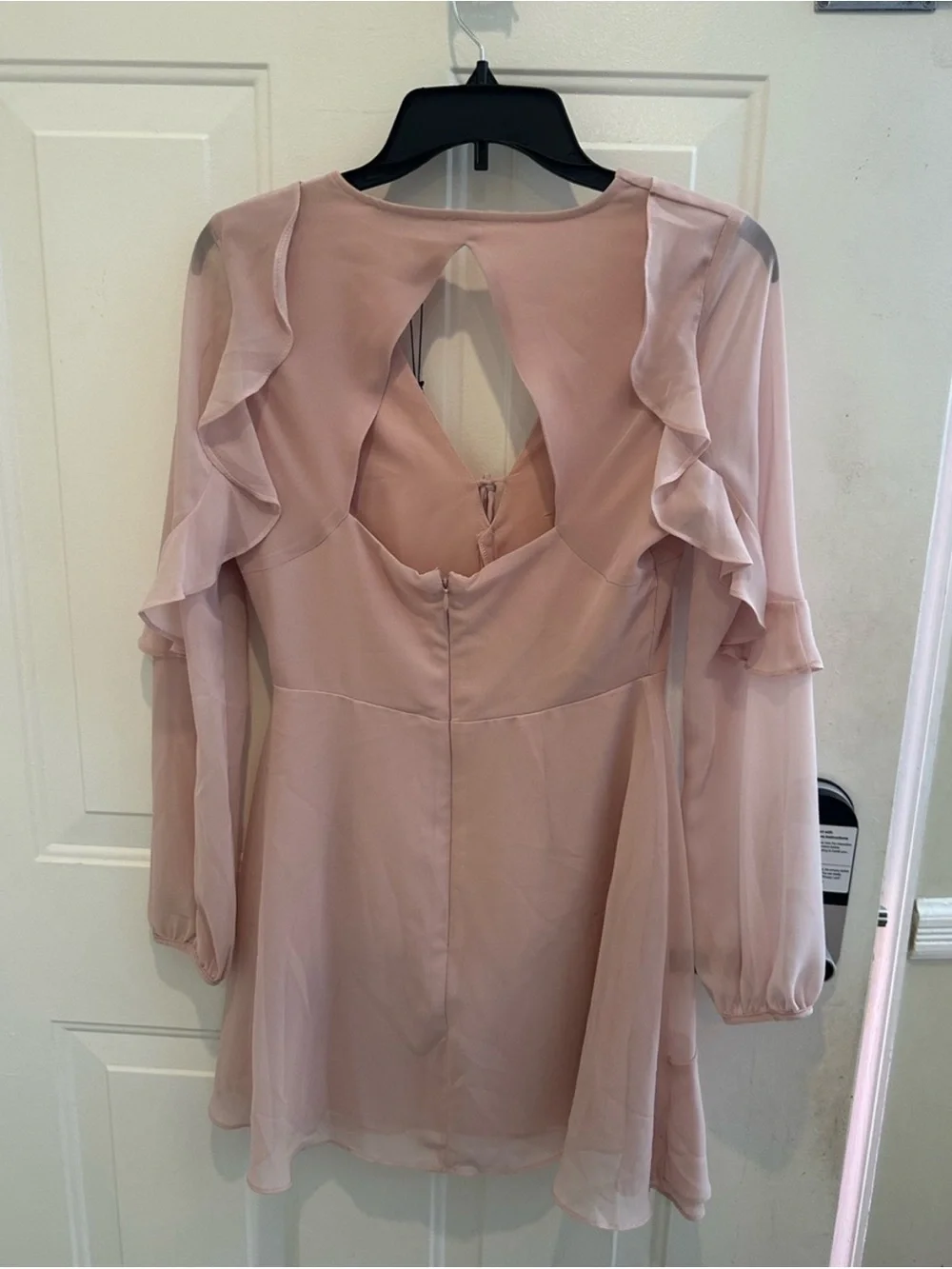 BCBGeneration Dusty Blush Ruffle Long-Sleeve Mini Dress